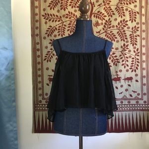 !! Millau Chiffon Black Pleated Top !!